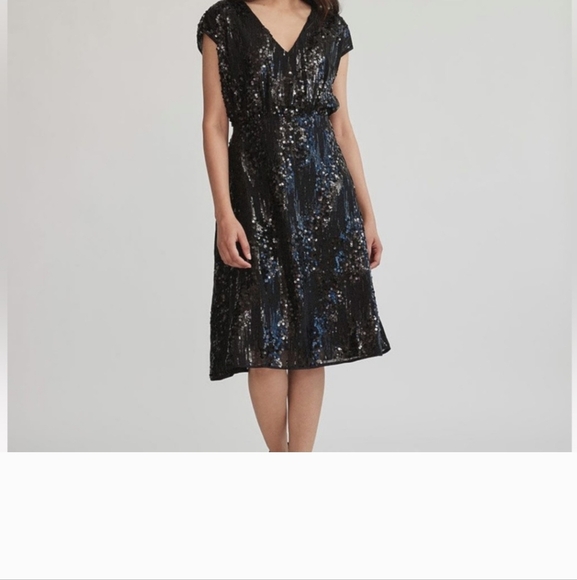 RW&Co - Sequin Dress - V-neck - Black - Picture 1 of 8